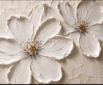 Veloura Alba Floral Wall Art - Textured Wall Art