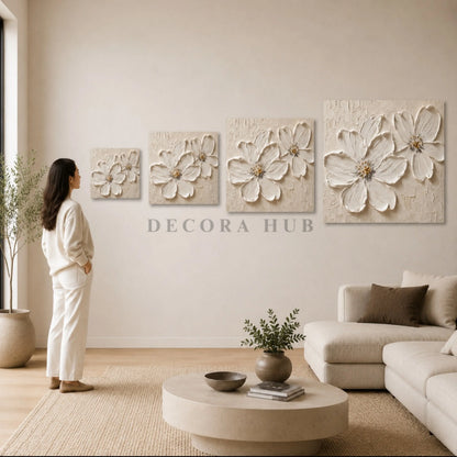 Veloura Alba Floral Wall Art - Textured Wall Art