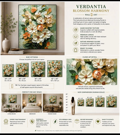 Verdantia Blossom Harmony Wall Art - Textured Wall Art