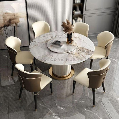 White Luxurious Round Dining Table
