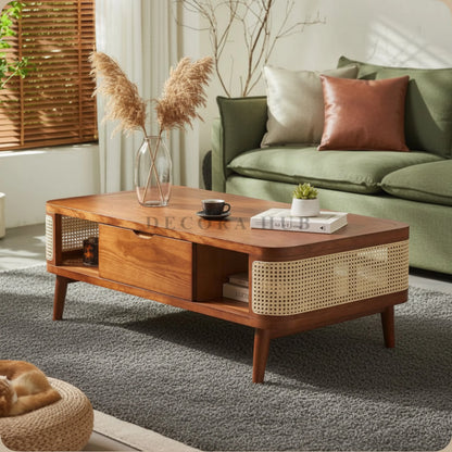 Willow Rectangular Wooden Table - Marble Centre Table