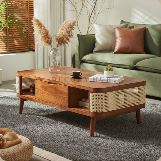Willow Rectangular Wooden Table - Marble Centre Table