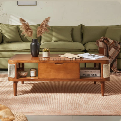 Willow Rectangular Wooden Table - Marble Centre Table